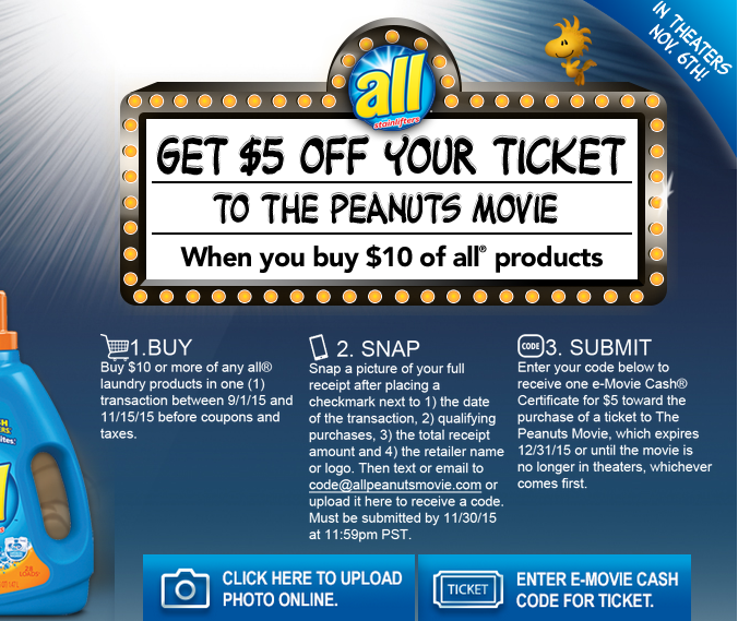 Meijer All Laundry Detergent 1.49 & Peanuts Movie Ticket