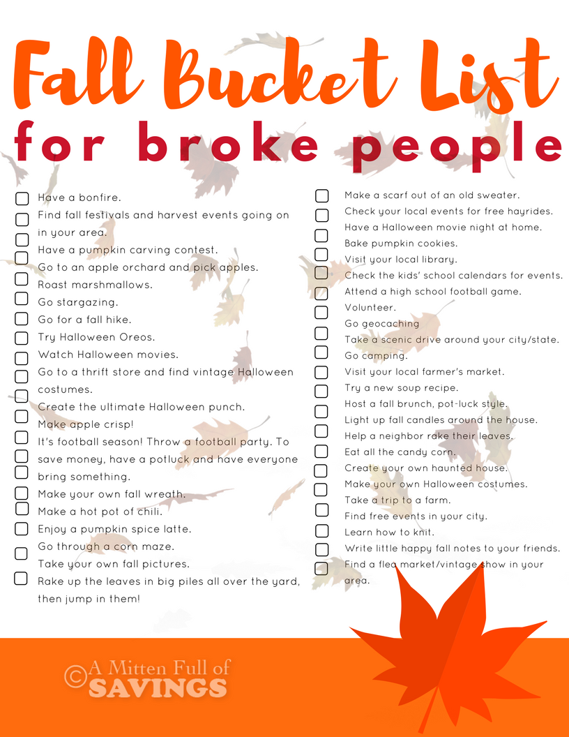 Fall Bucket List Ideas For Broke People